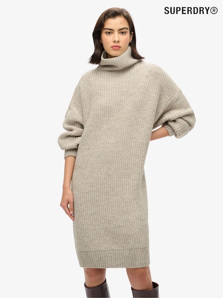 Superdry Light Grey Twist Chunky Rib Knit Jumper Dress (768803) | AZN 226