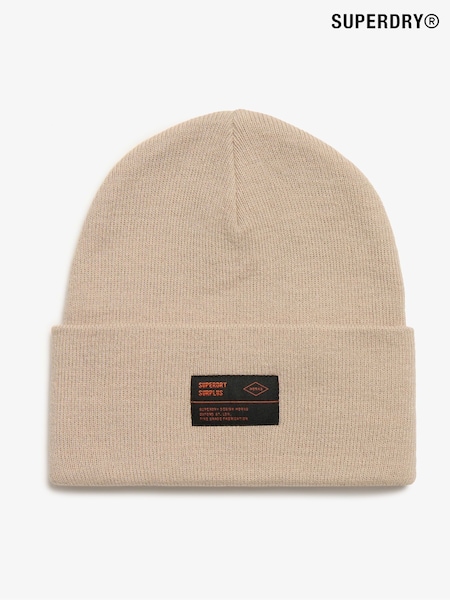 Superdry Chateau Grey Surplus 100% Cotton Knitted Beanie Hat (768989) | €29