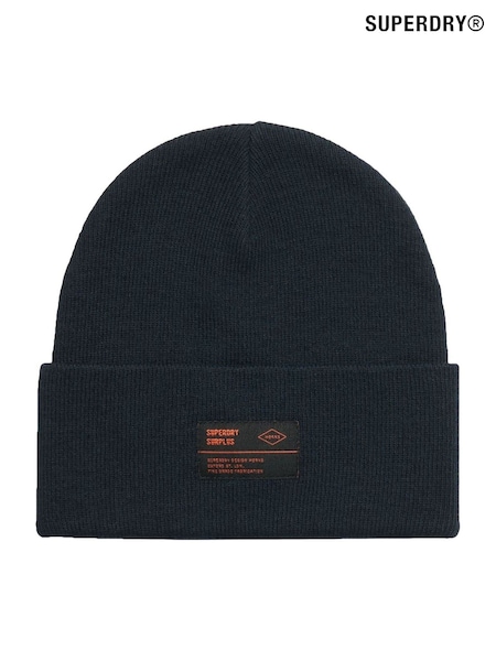Superdry Eclipse Navy Surplus 100% Cotton Knitted Beanie Hat (769051) | €32