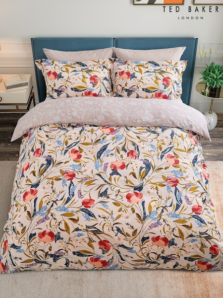 Ted Baker Poppy Swirl Floral 180 Thread Count Percale Duvet Cover And Pillowcase Set