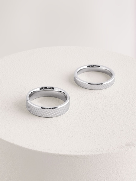 DCK Mens Silver Tone Rings 2 Pack (769210) | €28