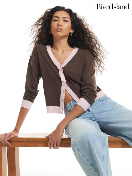 Brown - River Island V-neck Cardigan