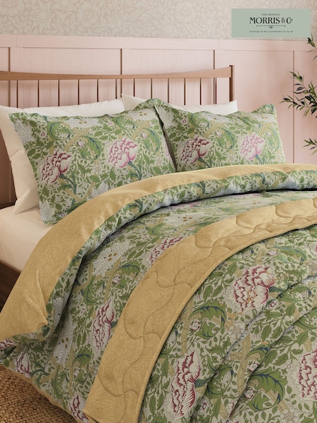 Morris & Co Windrush Floral 180 Thread Count Percale Duvet Cover And Pillowcase Set