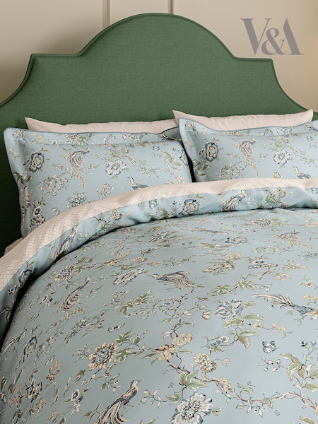 V&a Birds Of Paradise Floral 180 Thread Count Percale Duvet Cover And Pillowcase Set