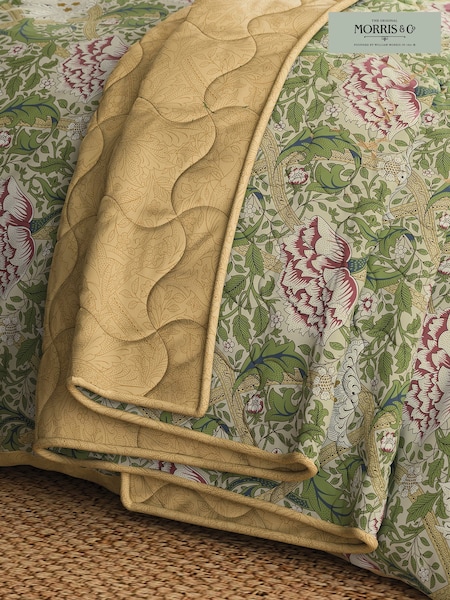 Morris & Co Windrush Floral 180 Thread Count Percale Quilted Throw