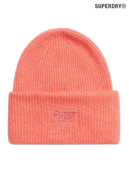 Superdry Sugar Coral Soft Rib Knit Winter Beanie 100% Cotton Hat (769315) | AZN 50