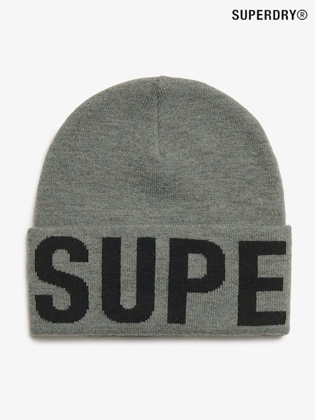 Superdry Grey 100% Cotton Branded Knitted Beanie Hat (769375) | 1,202 UAH
