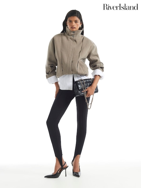 বাদামী - River Island Bubble Bomber Jacket