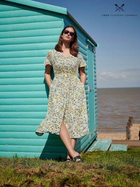 Crew Clothing Company Yellow Multi Floral Print  A-Line Dress (769961) | €46