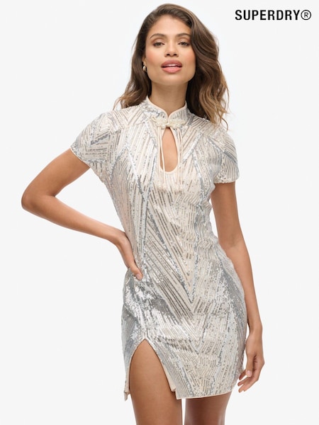 Пайетки из серебра деко - Superdry Mandarin Sequin Mini Dress (770013) | €58
