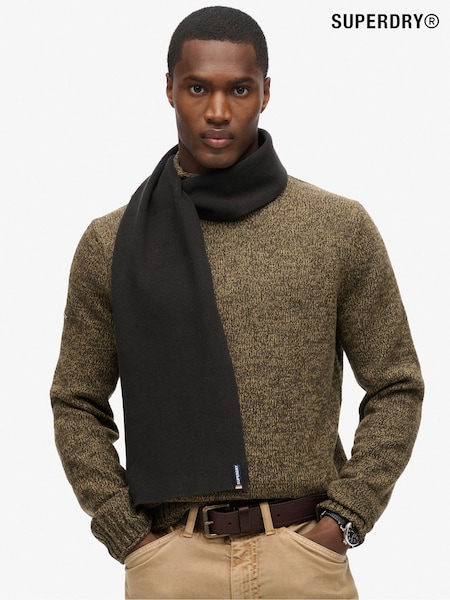 Superdry Black Essential Logo Knitted Scarf (770154) | $51