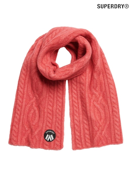Superdry Cord Pink Cable Luxe Knit Scarf (770210) | €25