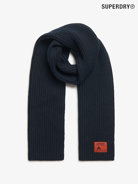 Superdry Eclipse Navy Workwear Knitted Scarf (770549) | 173 QAR