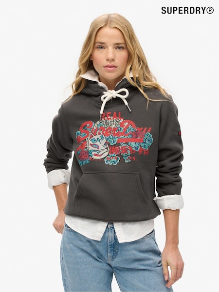שחור וינטג' - Superdry Tokyo vl Graphic Hoodie (770837) | ‏302‏₪