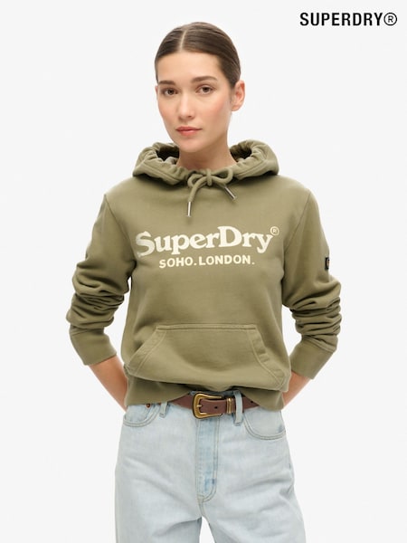 Pölyinen Olive Vihreä - Superdry 100% Cotton Metallivärit Venue Huppari (771115) | €95