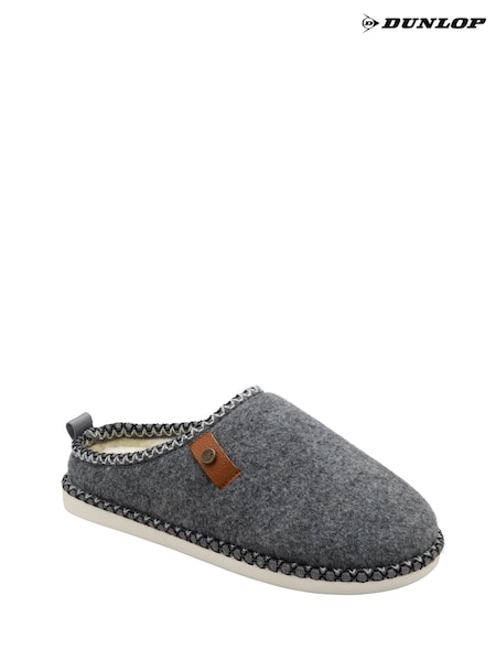 Grå - Dunlop Felt Drop In Mule Slippers