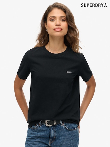 أسود - تيشيرت أساسي من القطن 100% مزين بشعار مطرز من Superdry (771195) | ‏7 ر.ع.‏