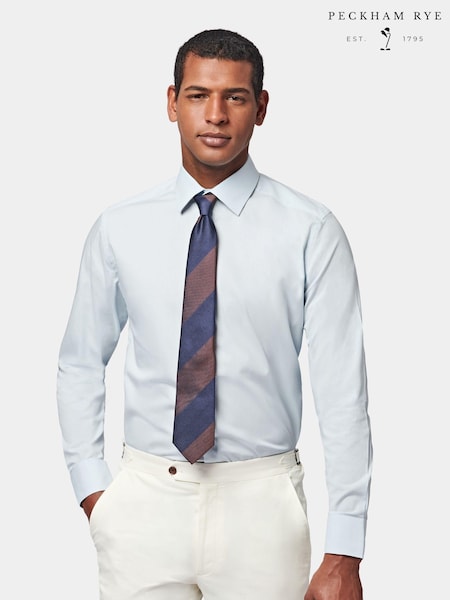 Peckham Rye Blue Poplin Long Sleeve 100% Cotton Shirt (771434) | kr1 370