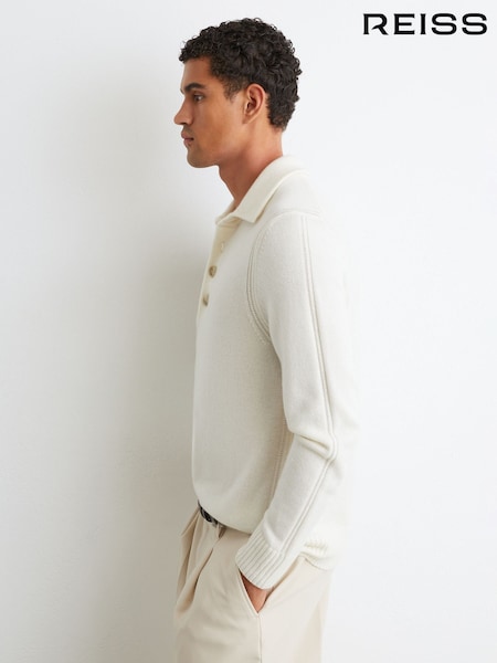 Hvit - Regular Reiss County Wool-blend Polo Shirt