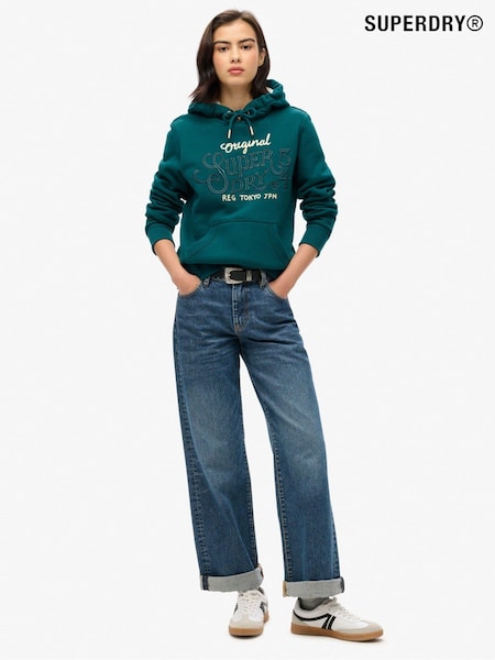 Superdry Deep Teal Luxe Metallic Logo Hoodie (771588) | R$ 590