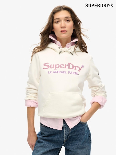 Ecru - Superdry 100% Cotton Metallivärit Venue Huppari (771758) | €95