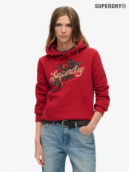 Superdry Red Dahlia Tattoo Script Graphic Hoodie (771808) | €99