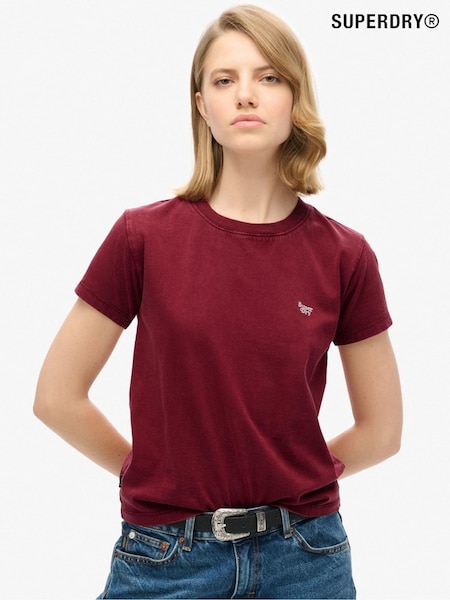 Superdry Rich Burgundy Essential Logo Fitted 100% Cotton T-Shirt (771856) | AZN 50