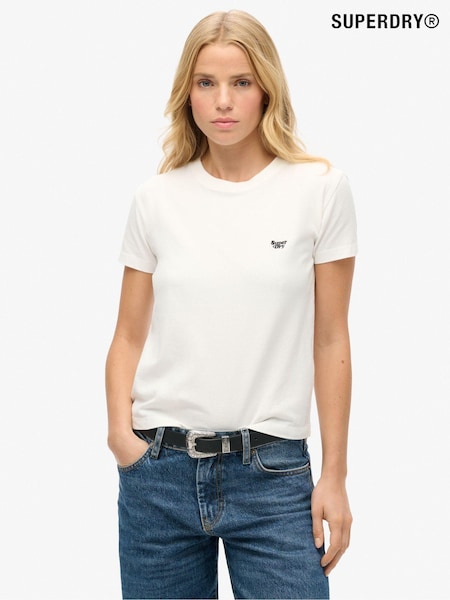 Superdry Off White Essential Logo Fitted 100% Cotton T-Shirt (771878) | 99 QAR