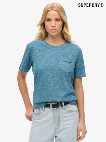 Superdry Moonlight Blue 100% Cotton Essential Logo Overdyed T-Shirt (771946) | R$ 295