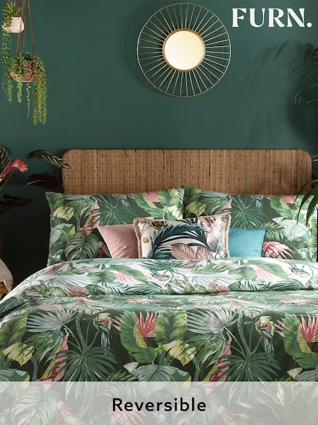 furn. Jade Green Amazonia Rainforest Reversible Duvet Cover and Pillowcase Set (772087) | €23 - €45