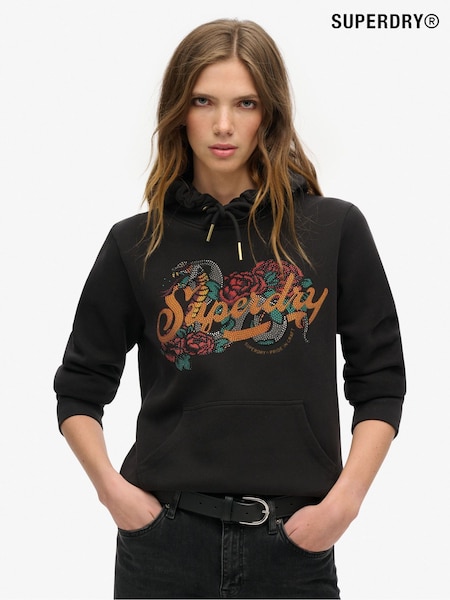 שחור - קפוצ'ון עם הדפס בסגנון קעקוע של Superdry (772132) | ‏327‏₪