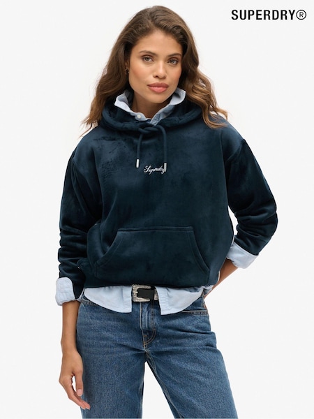 Superdry Blueberry Navy Country Club Velour Loose Hoodie (772143) | €92