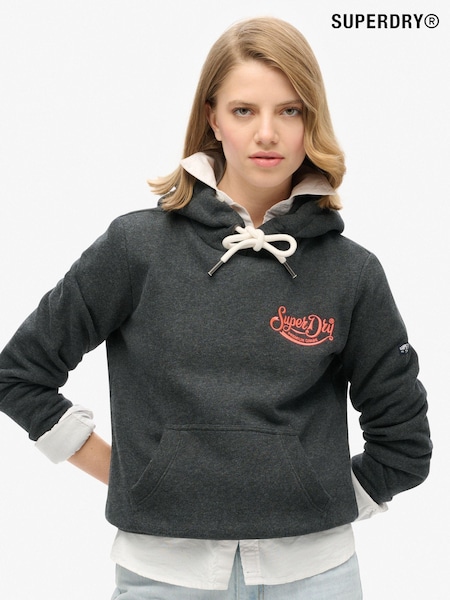 Superdry Charcoal Marl Neon Embroidered Graphic Hoodie (772256) | R$ 545