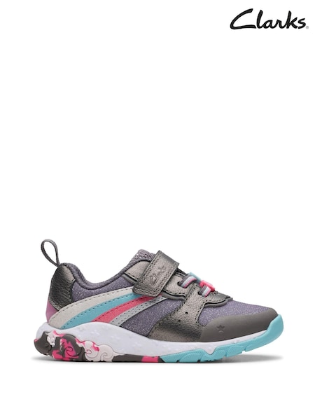 Clarks Grey Standard Fit (F) Comb Tidal Star Trainers (772433) | €19