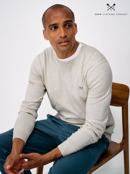 Krem - Regular Crew Clothing Cotton Crew Neck Jumper
