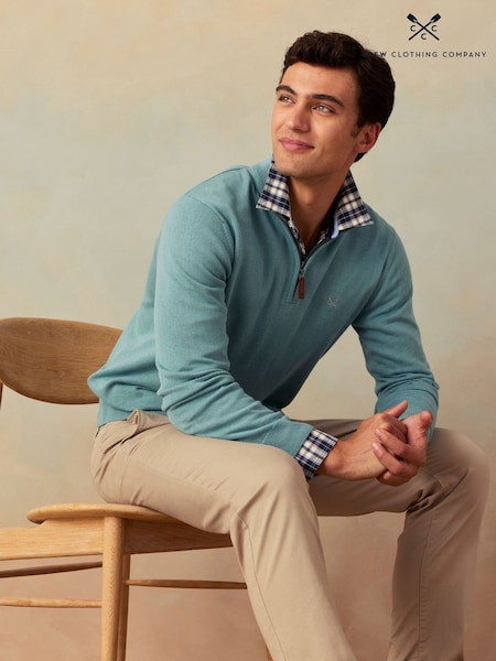Blå - Regular Crew Clothing Half Zip Jumper
