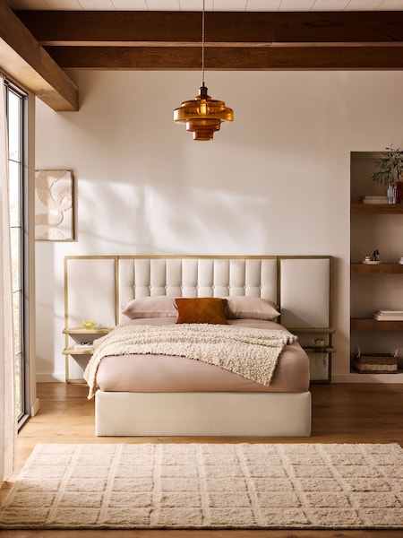 Contemporary Tweedy Linen Wolton Hotel Bed Frame with Bedside Shelving (773108) | €1,425 - €1,525