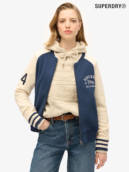 Superdry Atlantic Navy College Script Graphic Bomber Hoodie (773443) | €106