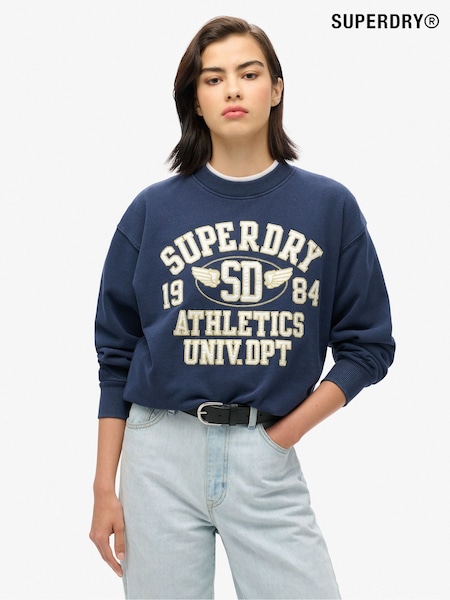 Superdry Deep Indigo Navy Marl College Script Loose Sweat top (773520) | R$ 495