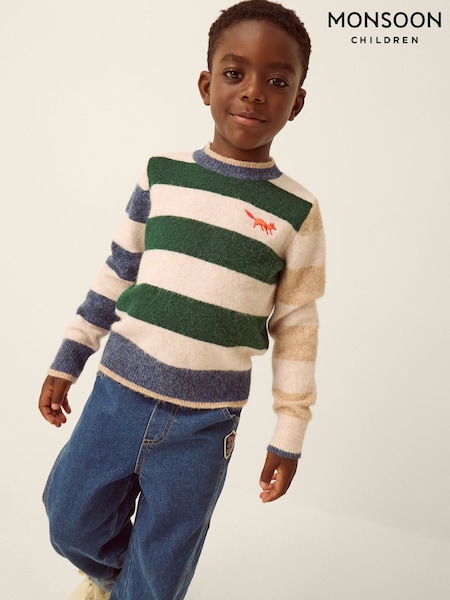 Cream - Monsoon Colourblock Stripe Jumper