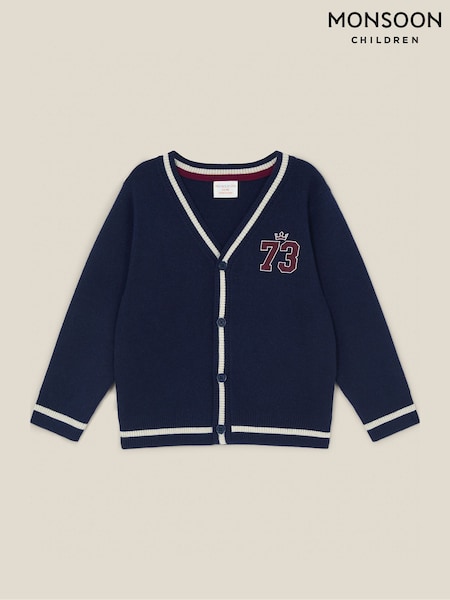 أزرق - Monsoon Sports Stripe V-neck Cardigan
