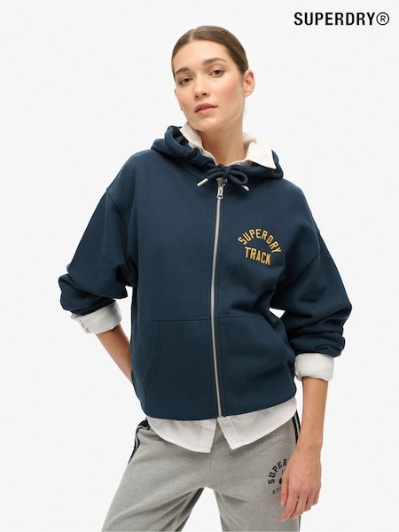 Superdry Blueberry Navy Boyfriend College Logo Zip Hoodie (773863) | R$ 640