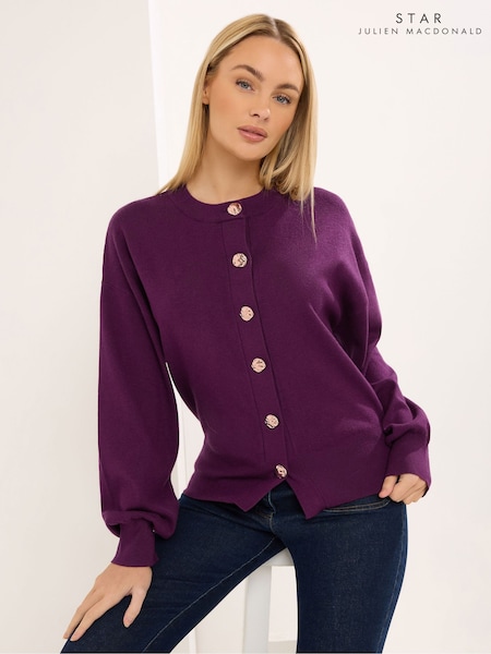 Violets - Star By Julien Macdonald Knitted Gold Button Cardigan