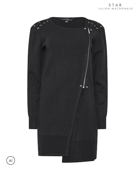 Black - Star By Julien Macdonald Eyelet Zip Up Cardigan