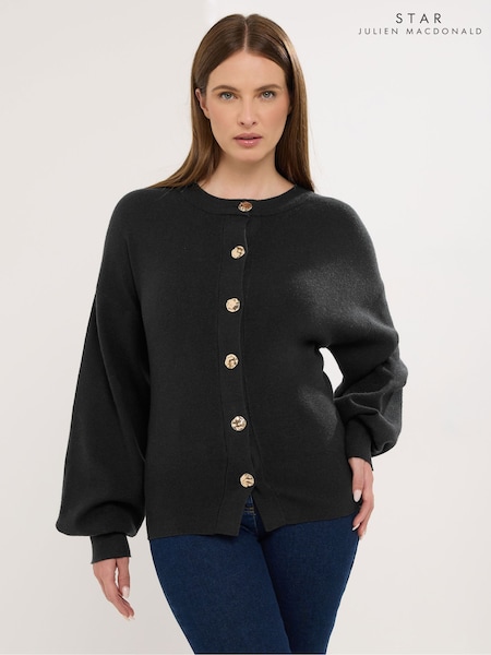 Schwarz - Star By Julien Macdonald Knitted Gold Button Cardigan