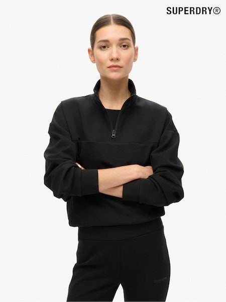 Superdry Black Sport Tech Relaxed Half Zip Jumpers (774071) | ₪302
