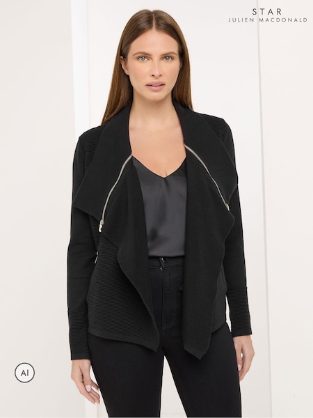 Қара - Star By Julien Macdonald Short Shawl Collar Zip Cardigan