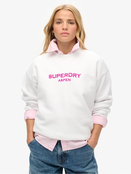 Superdry Brilliant White Cadet Grey Marl Sport Luxe Loose Crew Sweatshirt (774232) | OMR0