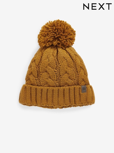 Ockergelb - Knitted Cable Pom Hat (1-16yrs) (774250) | 1 € - 2 €