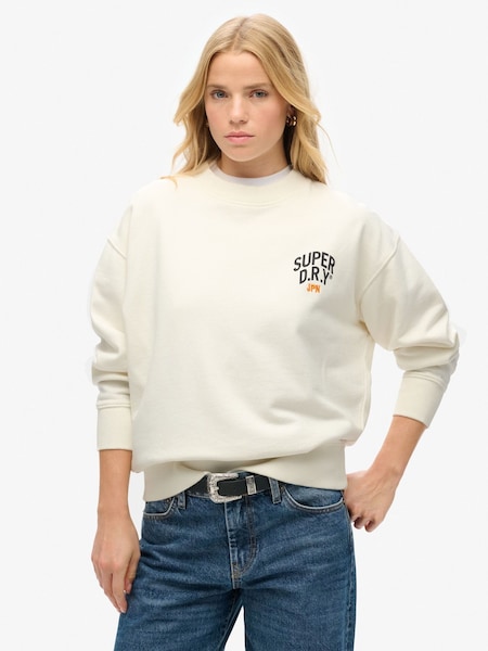 Superdry Off White Off White 100% Cotton Workwear Graphic Loose Crew Sweatshirt (774558) | €63